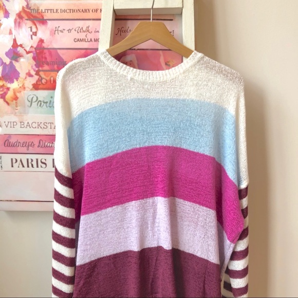 NWT Colorblock Slouchy Boyfriend Lightweight Sweatshirt Lagenlook Women's Small - Picture 6 of 8